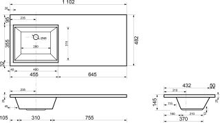 Раковина для мебели Style Estetus Даллас СС-00002387 левая 110 см
